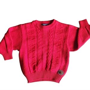 Saint James Vibrant Red Cable Knit Sweater